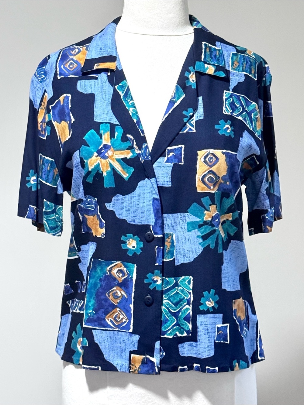 Vintage 80s 90s Oversized Joanna Made in USA Boxy Abstract Floral Shirt  S M L